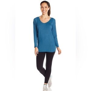 LUCY Take A Pause Mesh Back Blue Tunic womens size large